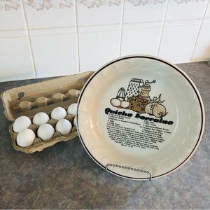 70's Quiche Lorraine Pie Plate - Korea - Deep Dish Plate - Serving Dish - Baking